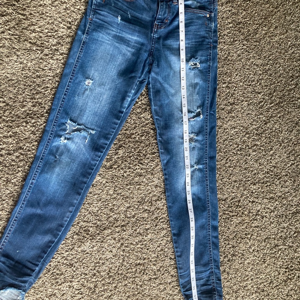 Zara Blue Skinny Jeans with Distressed Details - Picture 2 of 8